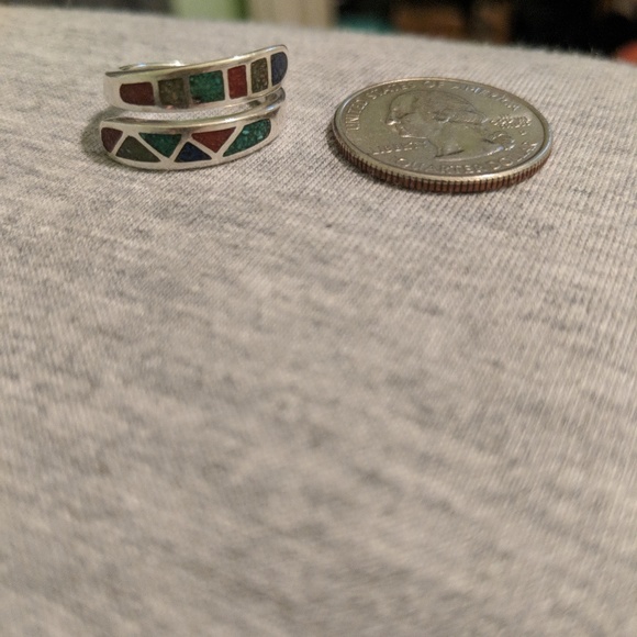 Silver unique pattern stone ring - Picture 4 of 4